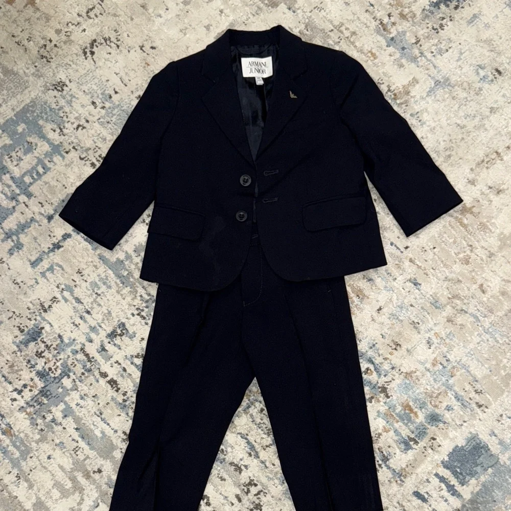 Armani Junior Classic Black Trousers - Picture 1 of 4